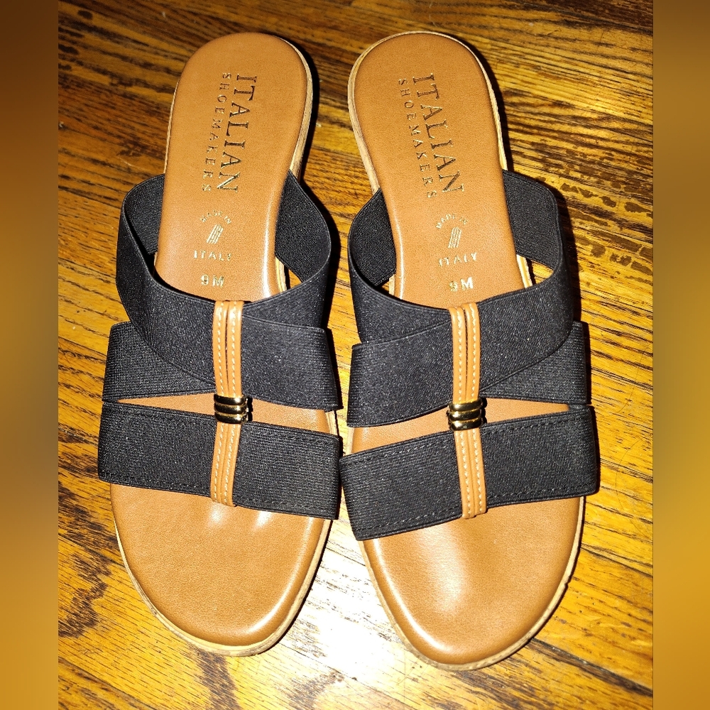 ITALIAN shoemakers, wedge sandals size 9 women color black..